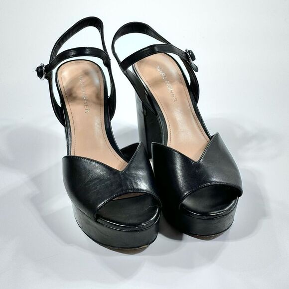 Marc Fisher black platform strappy heels 7 - Picture 2 of 7